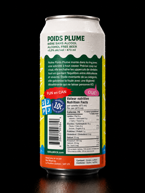 Ras l'Bock - Bière Poids Plume (Blonde) - Paquet de 4 x 473 ml