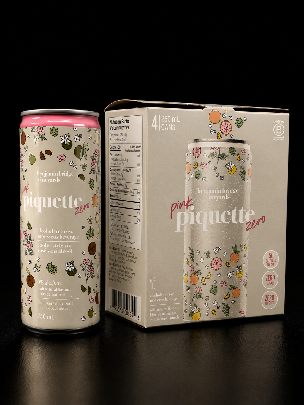 Piquette Zero - Pink Piquette - Paquet de 4 x 250 ml