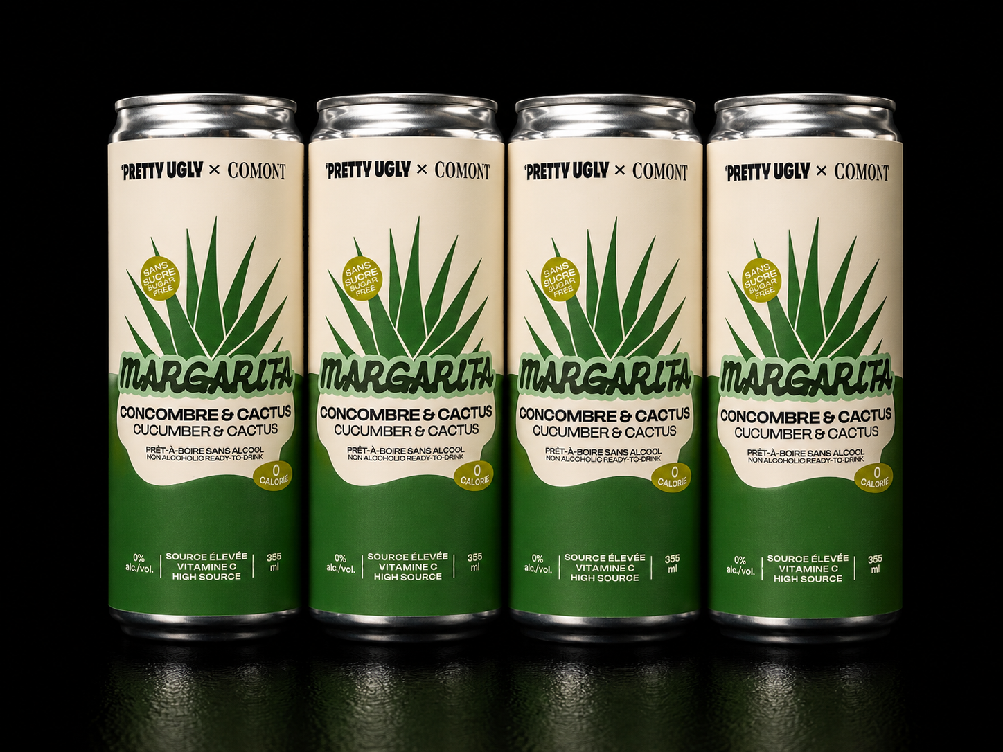 Pretty Ugly & Comont - Margarita Concombre & Cactus  - Paquet de 4 x 355ml
