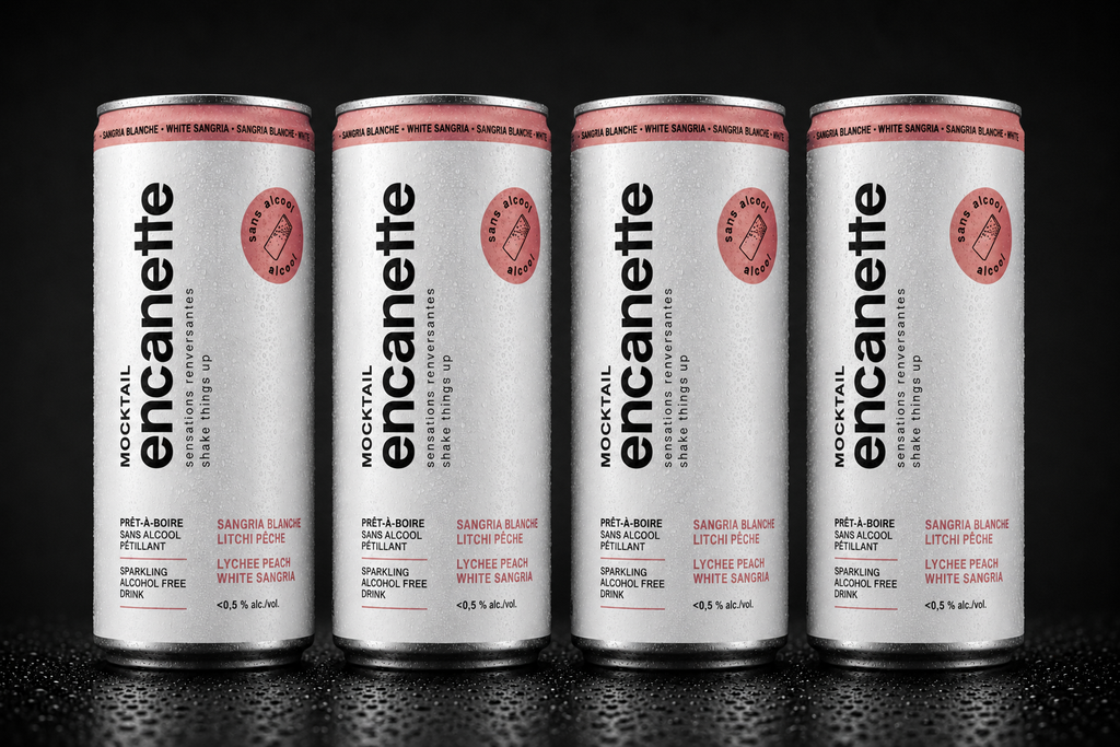 Breuvage Encanette - Sangria Blanche Litchi Pêche - Paquet de 4 x 250 ml